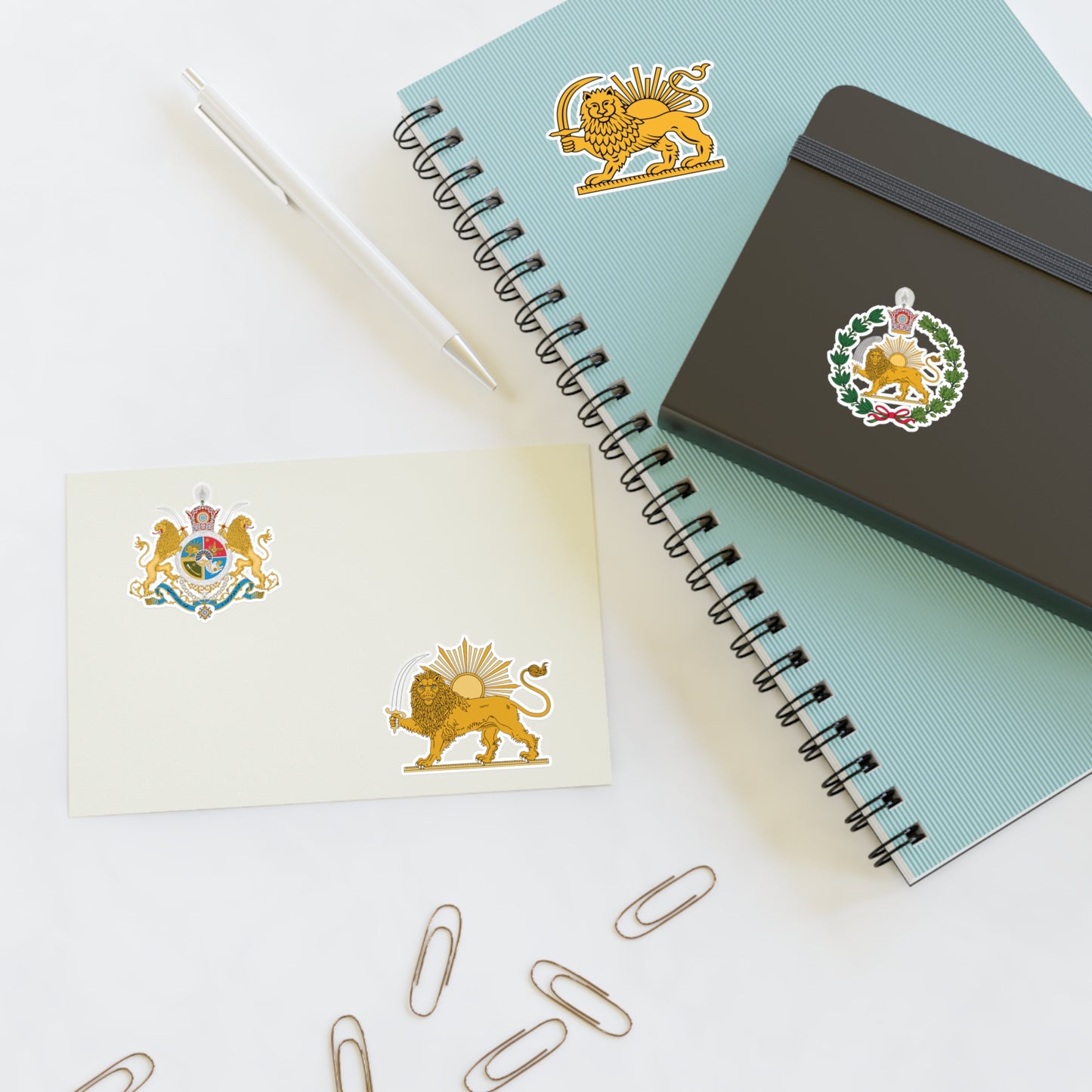 Iran Monarchy Lion & Sun Set Sticker Sheet – Vintage Iranian Monarchy Emblem Decals