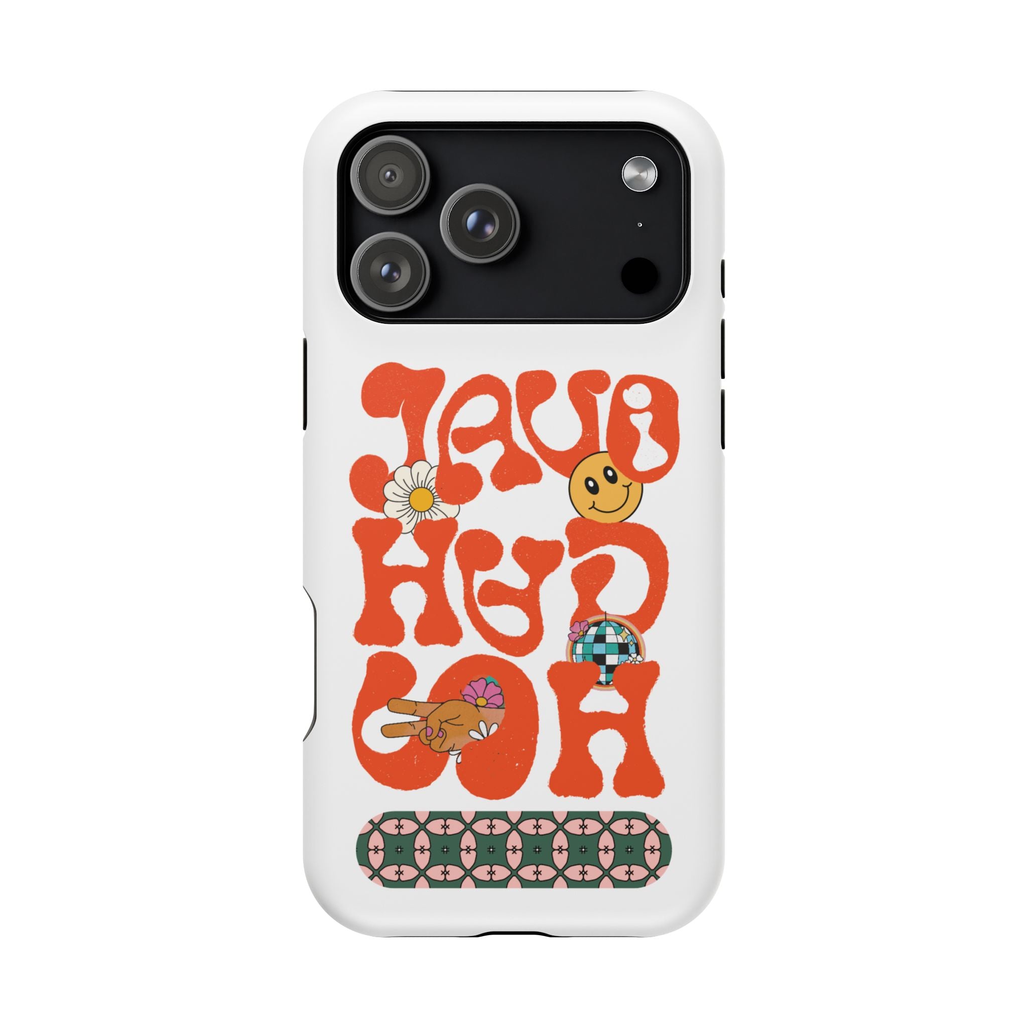 Retro 'JAVIDSHAH' Magnetic Impact Phone Case — 70s Groovy Floral & Smiley Design