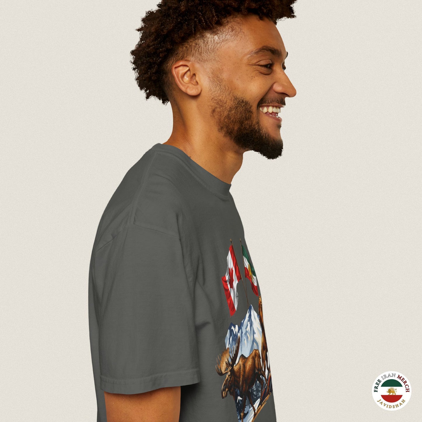 Canadian Flag x Lion and Sun Tee - Free Iran Solidarity T-Shirt