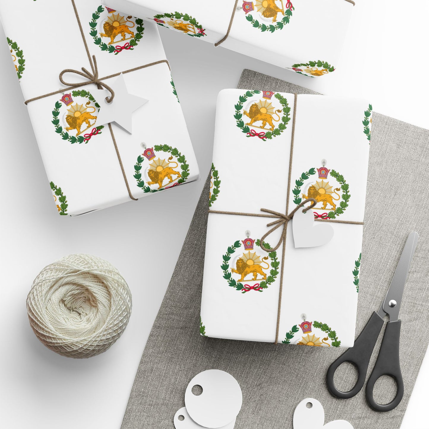 Iran Monarchy Lion & Sun Crest Pattern Wrapping Paper