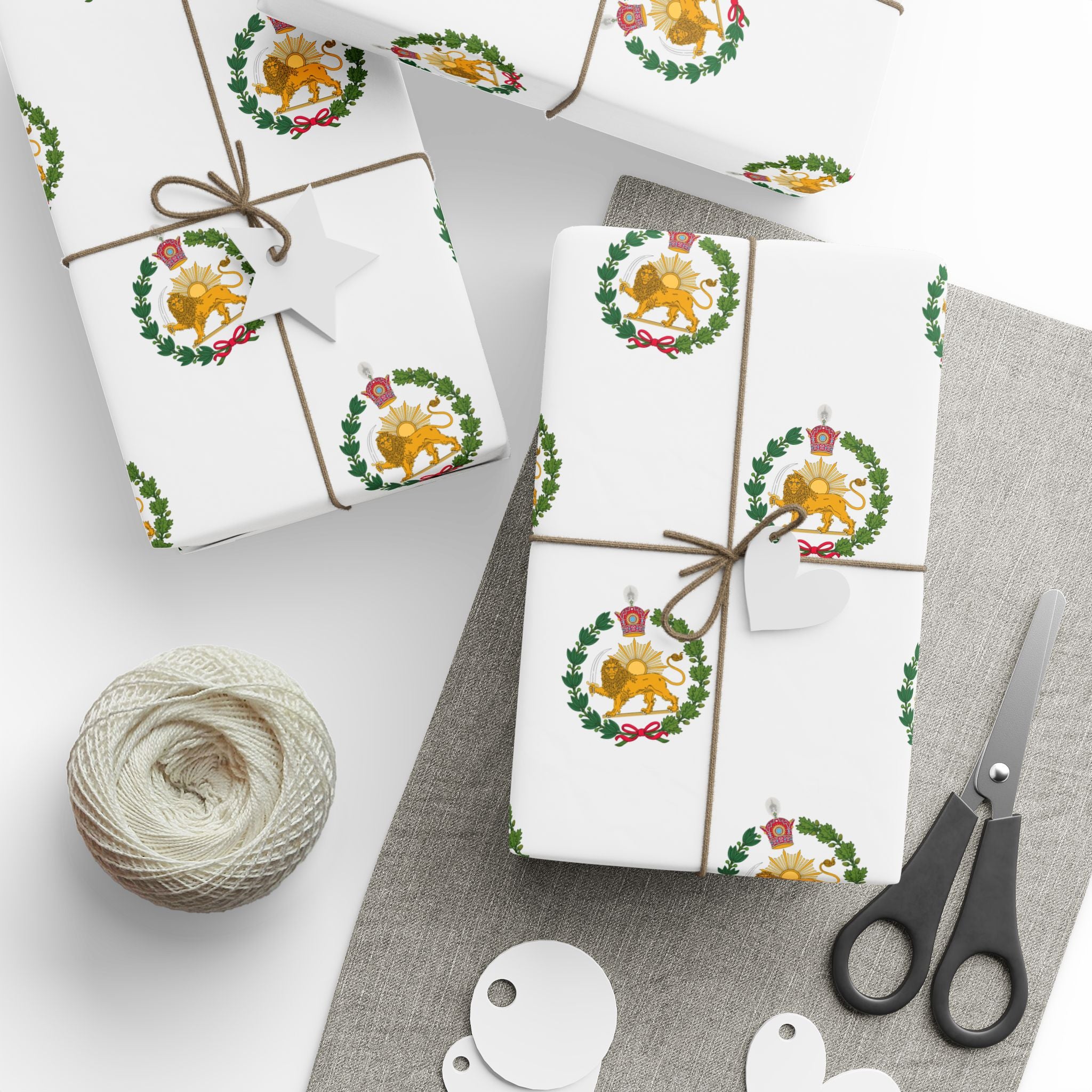 Iran Monarchy Lion & Sun Crest Pattern Wrapping Paper