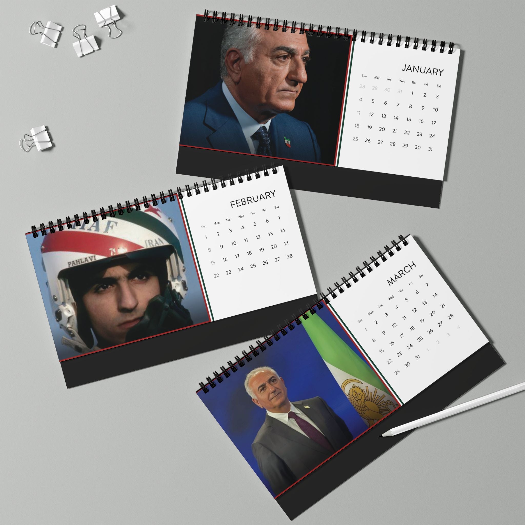 2026 ‘MIGA with Pahlavi’ Desktop Calendar (Grid)