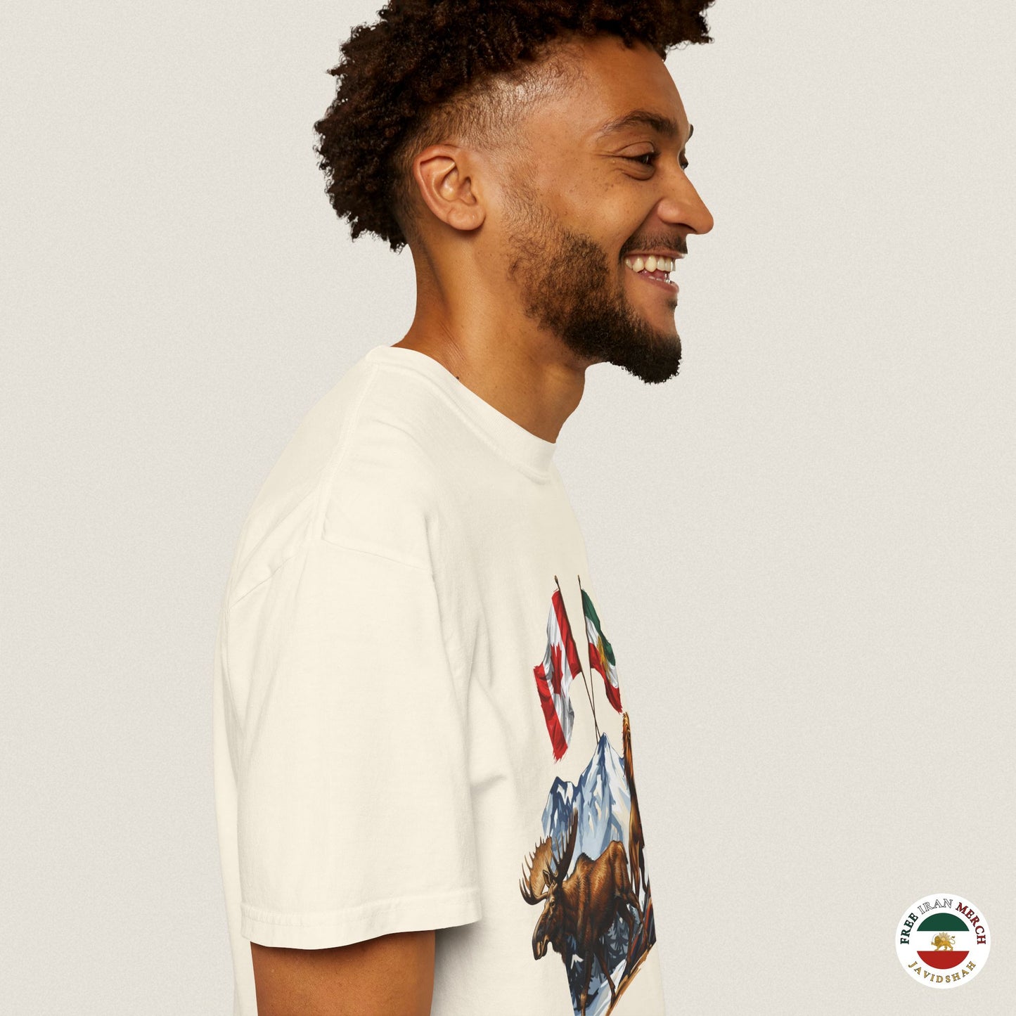 Canadian Flag x Lion and Sun Tee - Free Iran Solidarity T-Shirt