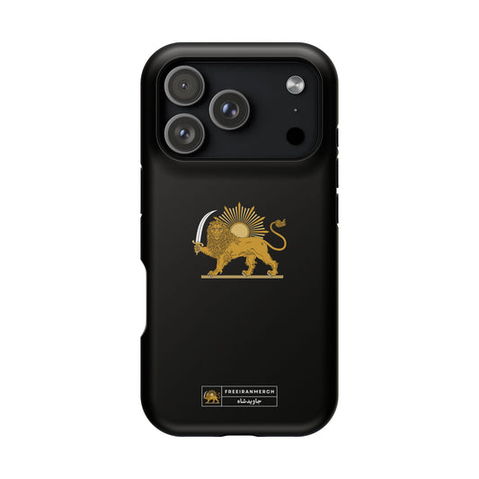 'JavidShah' Magnetic Impact-Resistant Case — Golden Lion and Sun Design
