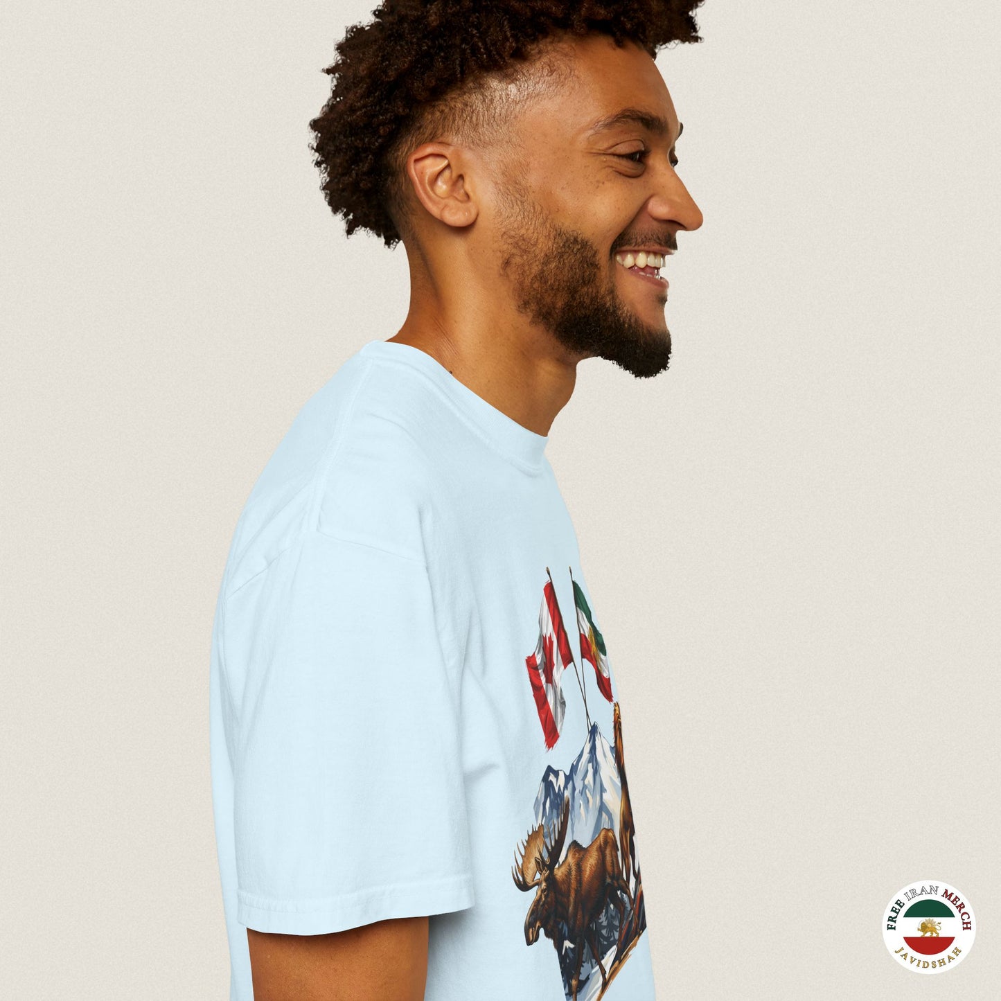 Canadian Flag x Lion and Sun Tee - Free Iran Solidarity T-Shirt