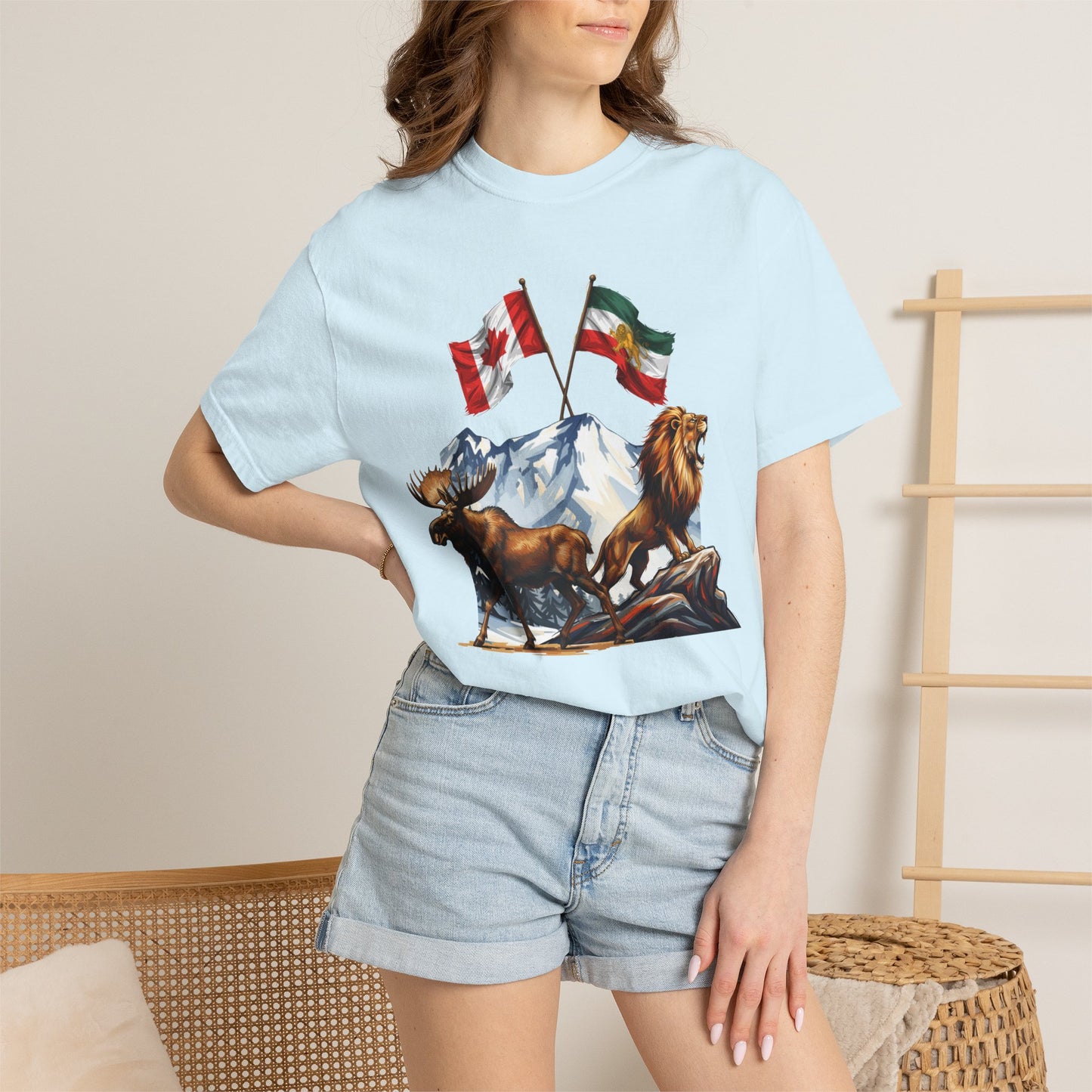 Canadian Flag x Lion and Sun Tee - Free Iran Solidarity T-Shirt