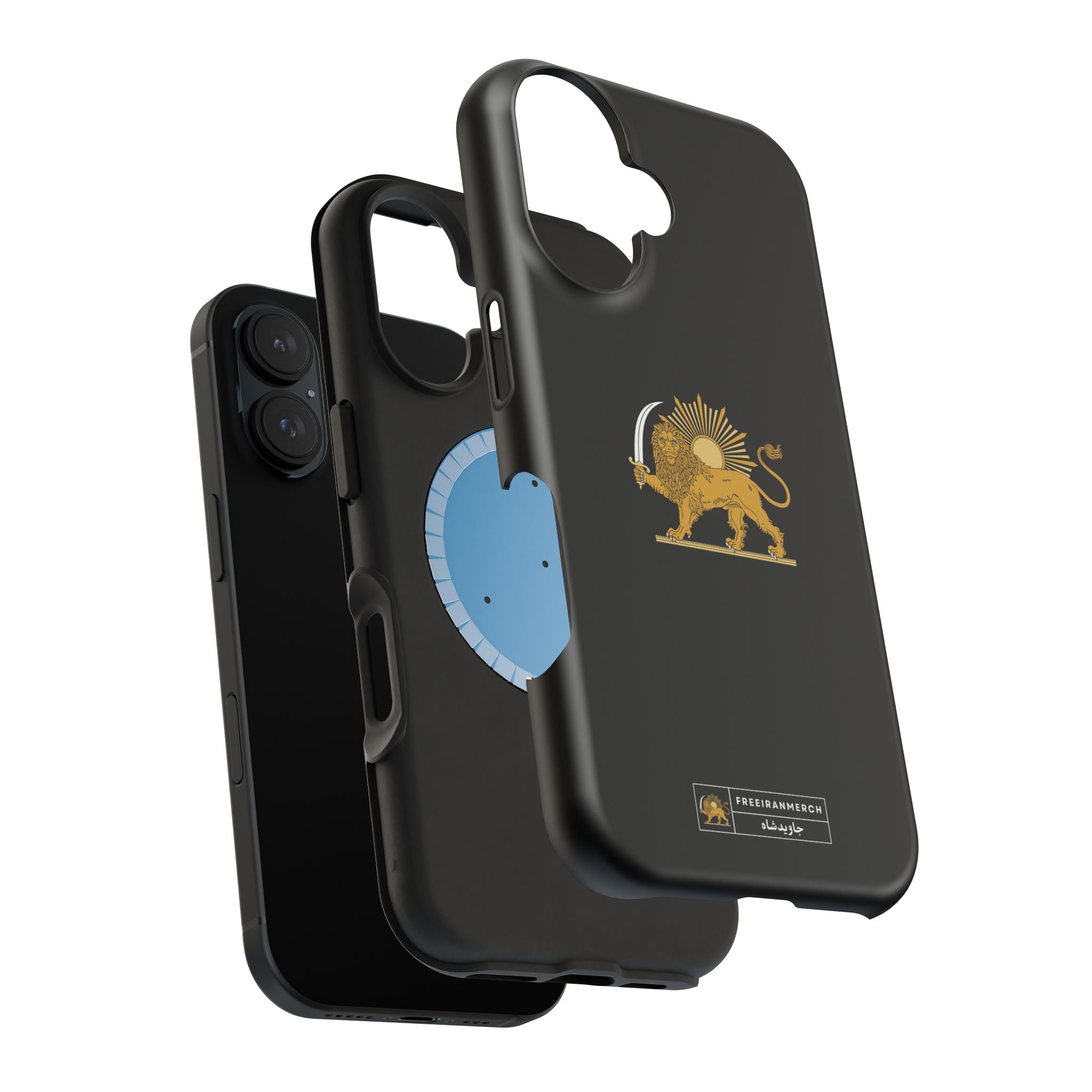 'JavidShah' Magnetic Impact-Resistant Case — Golden Lion and Sun Design