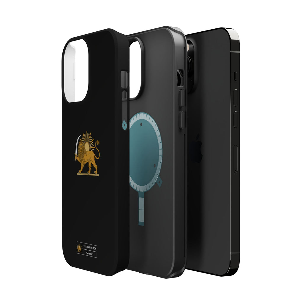 'JavidShah' Magnetic Impact-Resistant Case — Golden Lion and Sun Design