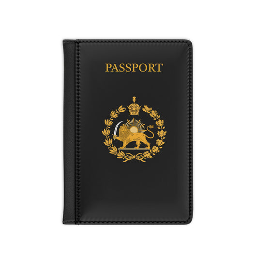 Vintage Iran Lion & Sun Gold Crest Leather Passport Cover