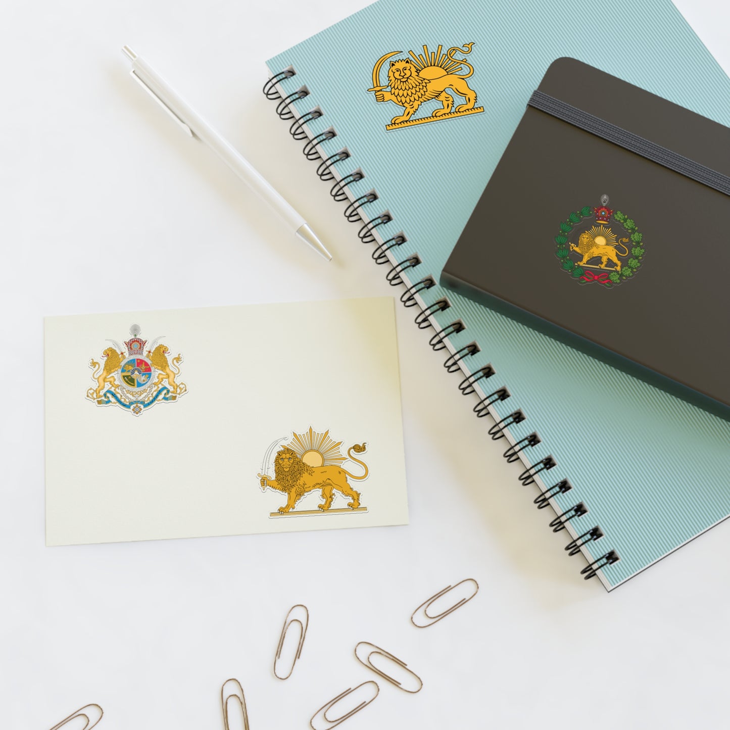 Iran Monarchy Lion & Sun Set Sticker Sheet – Vintage Iranian Monarchy Emblem Decals