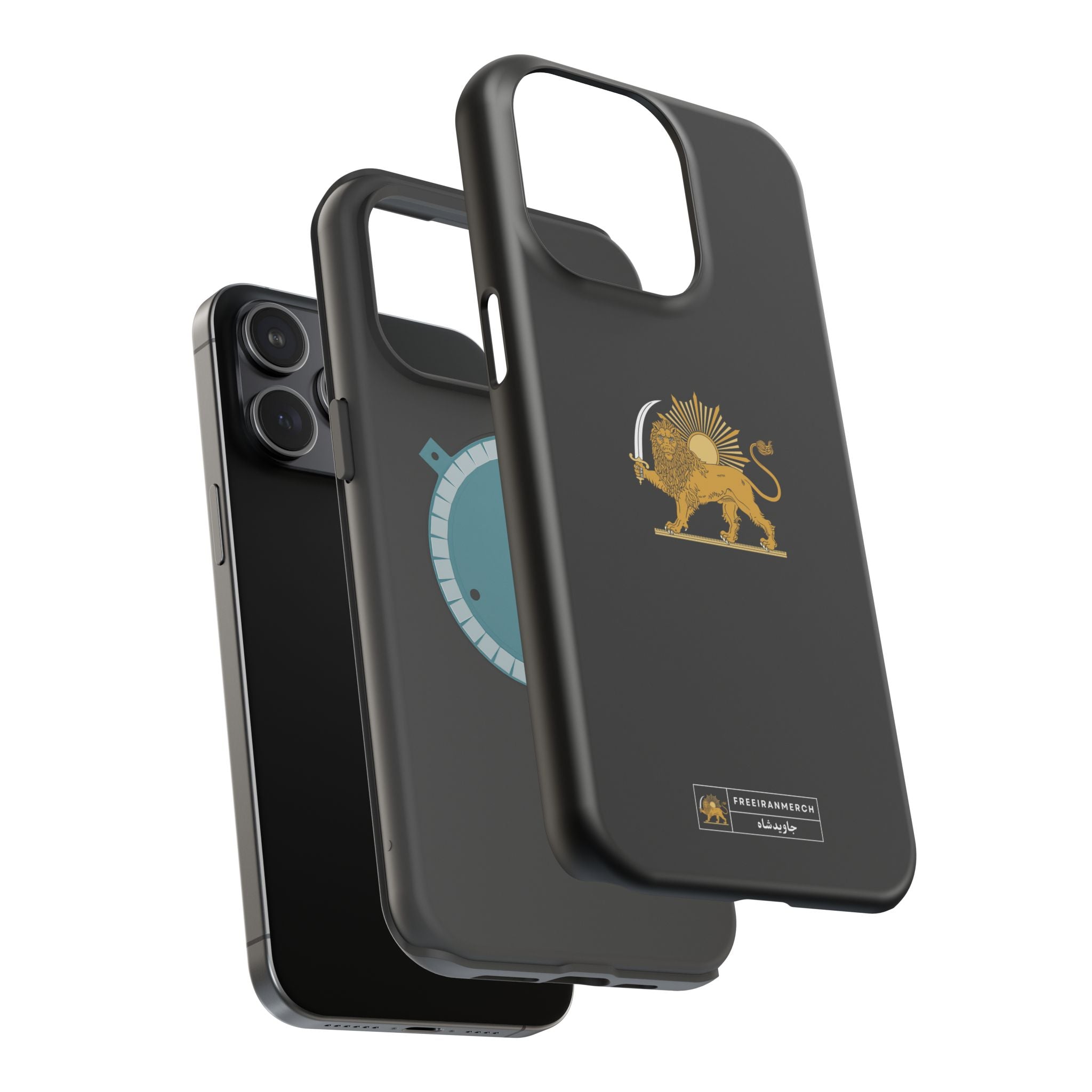 'JavidShah' Magnetic Impact-Resistant Case — Golden Lion and Sun Design