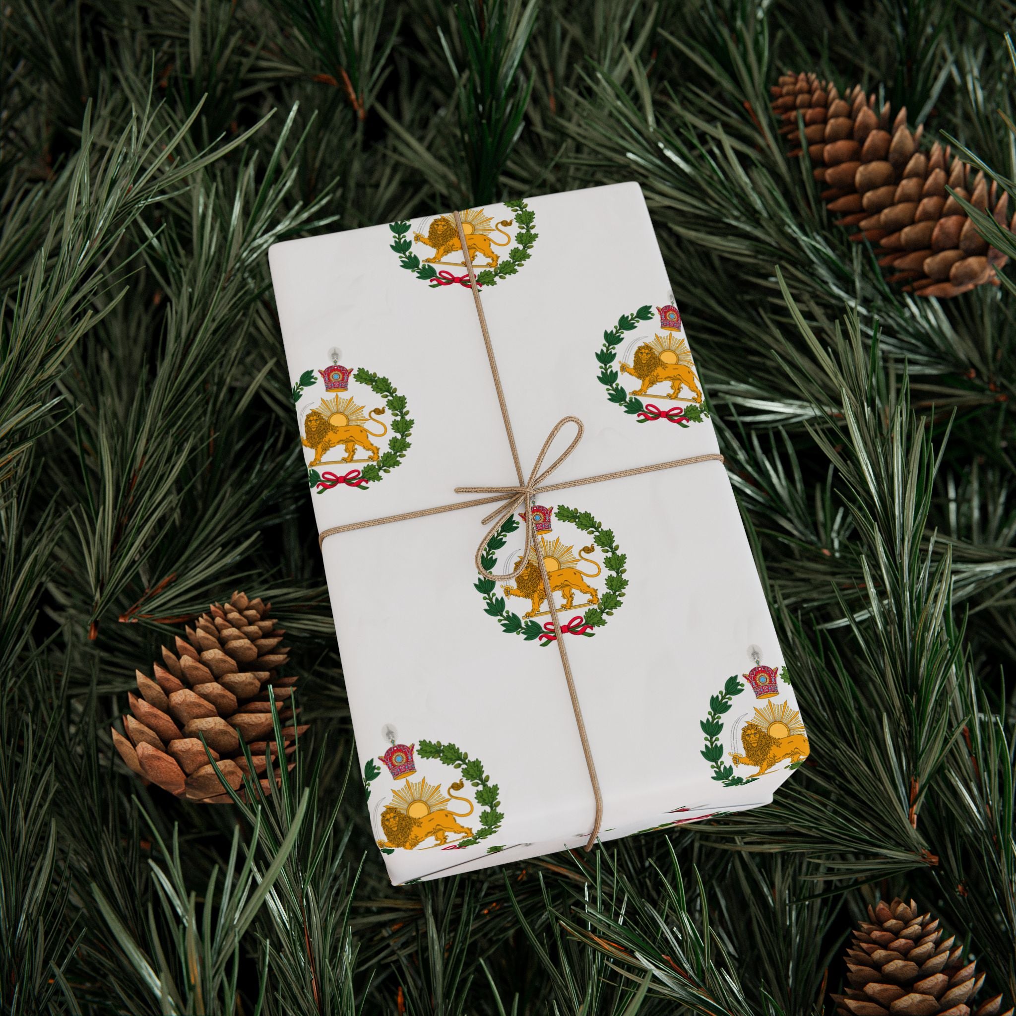 Iran Monarchy Lion & Sun Crest Pattern Wrapping Paper