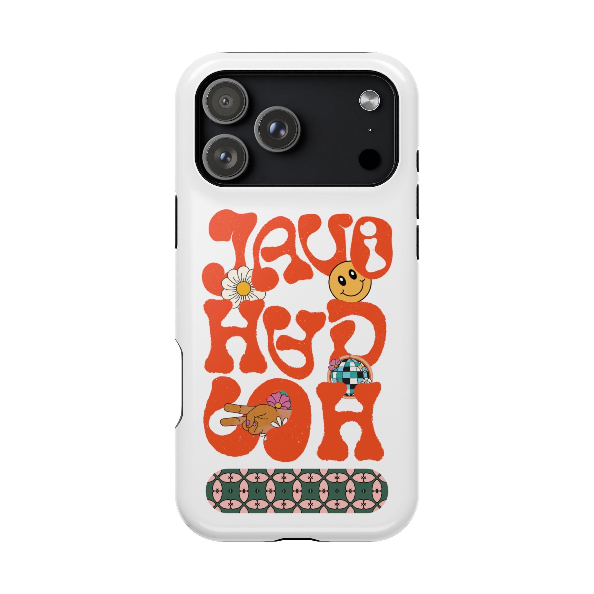 Retro 'JAVIDSHAH' Magnetic Impact Phone Case — 70s Groovy Floral & Smiley Design