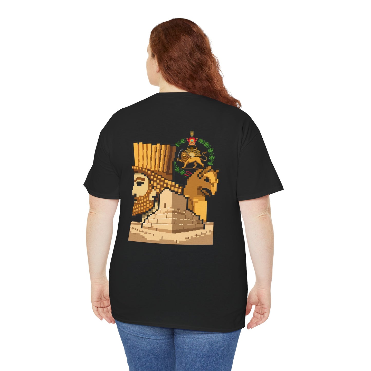 Iran Lion & Sun Pixel Tee — Iran Persepolis and Monarchy Royal Emblem Pixel Graphic T-Shirt