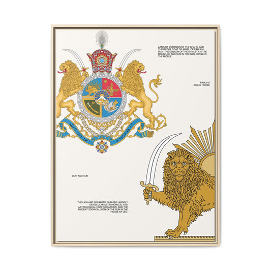 Persian Lion & Sun Framed Matte Canvas Art – Persian Heritage Wall Decor