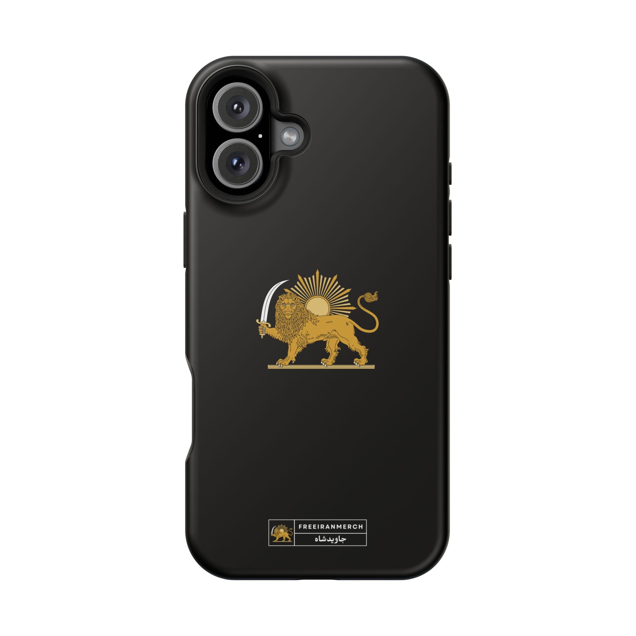 'JavidShah' Magnetic Impact-Resistant Case — Golden Lion and Sun Design