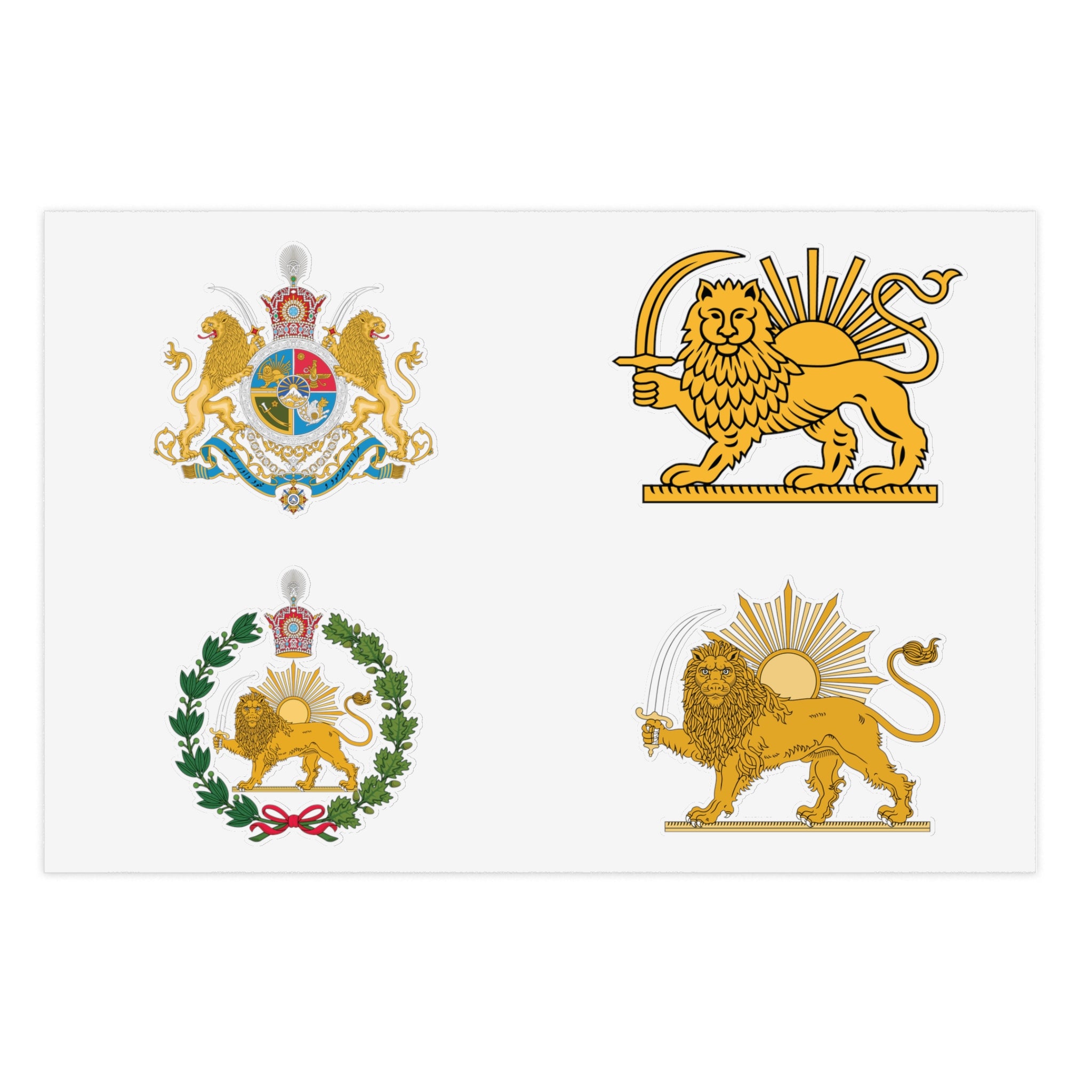 Iran Monarchy Lion & Sun Set Sticker Sheet – Vintage Iranian Monarchy Emblem Decals